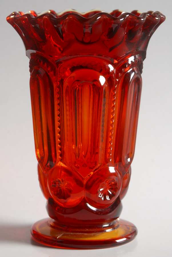 Moon and Star Amberina 6" Crimped Vase by Smith Glass -1