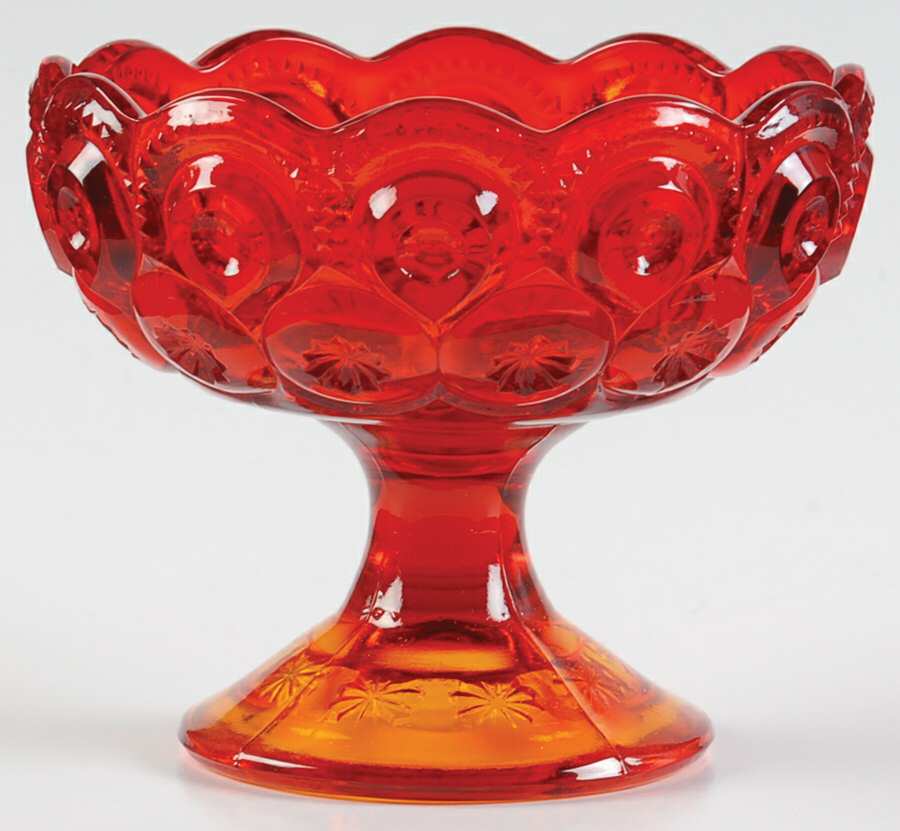Moon and Star Amberina Candleholder/Compote by Smith Glass -1