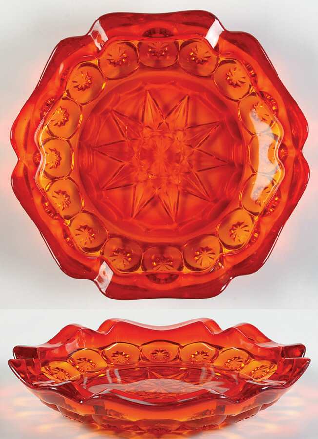 Moon and Star Amberina 8" Ashtray by Smith Glass -1