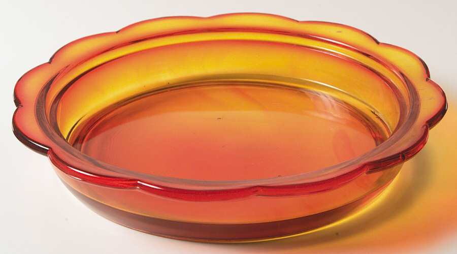 Moon and Star Amberina Round Butter Dish No Lid by Smith Glass -1