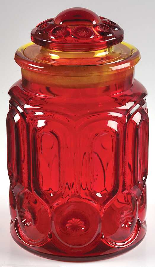 Moon and Star Amberina Large Canister & Lid by Smith Glass -1