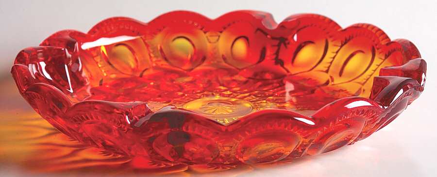 Moon and Star Amberina 8" Round Ashtray by Smith Glass -1