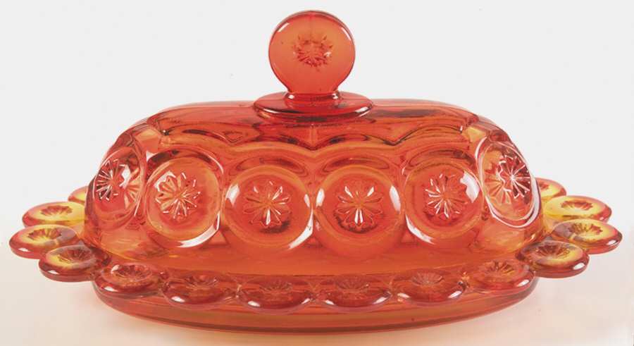 Moon and Star Amberina 1/4 Pound Covered Butter by Smith Glass -1