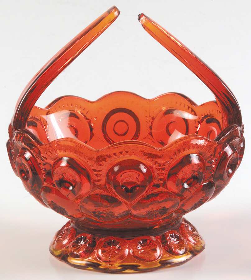 Moon and Star Amberina 4" Footed Split Handled Basket by Smith Glass -1