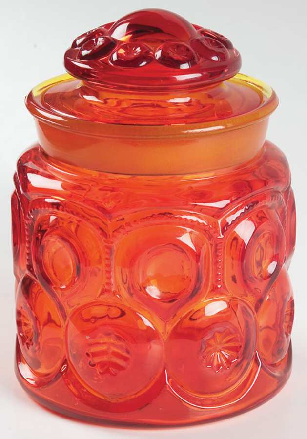 Moon and Star Amberina Medium Canister & Lid by Smith Glass -1