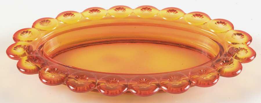 Moon and Star Amberina 1/4 Pound Butter Dish, No Lid by Smith Glass -1