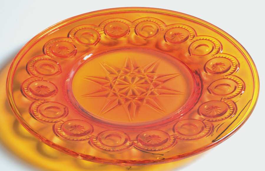 Moon and Star Amberina Dinner Plate by Smith Glass -1