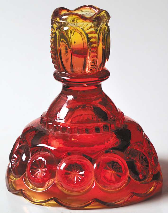 Moon and Star Amberina Single Light Candlestick by Smith Glass -1