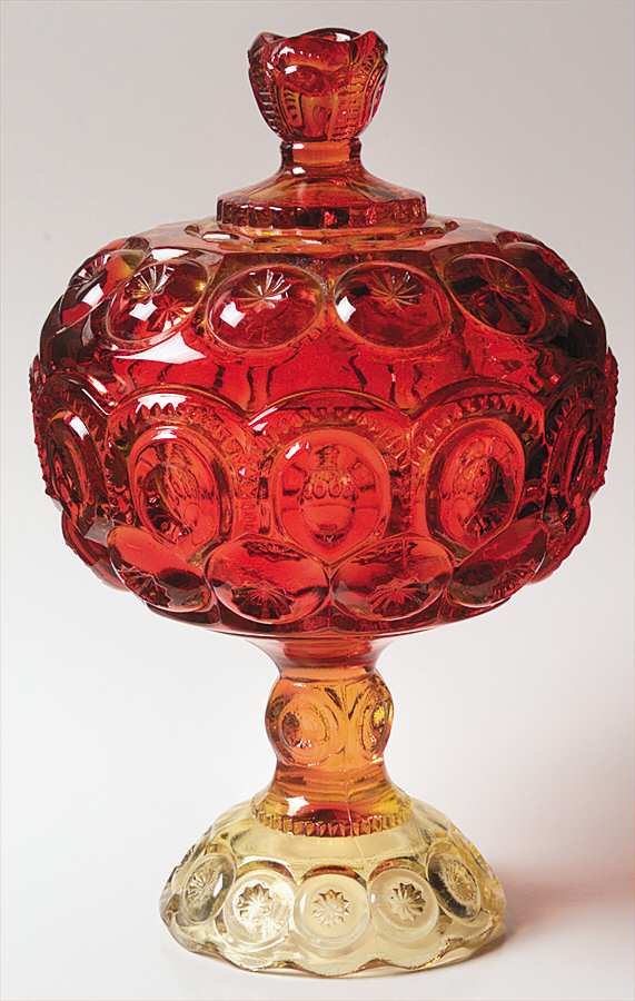 Moon and Star Amberina Compote & Lid by Smith Glass -1