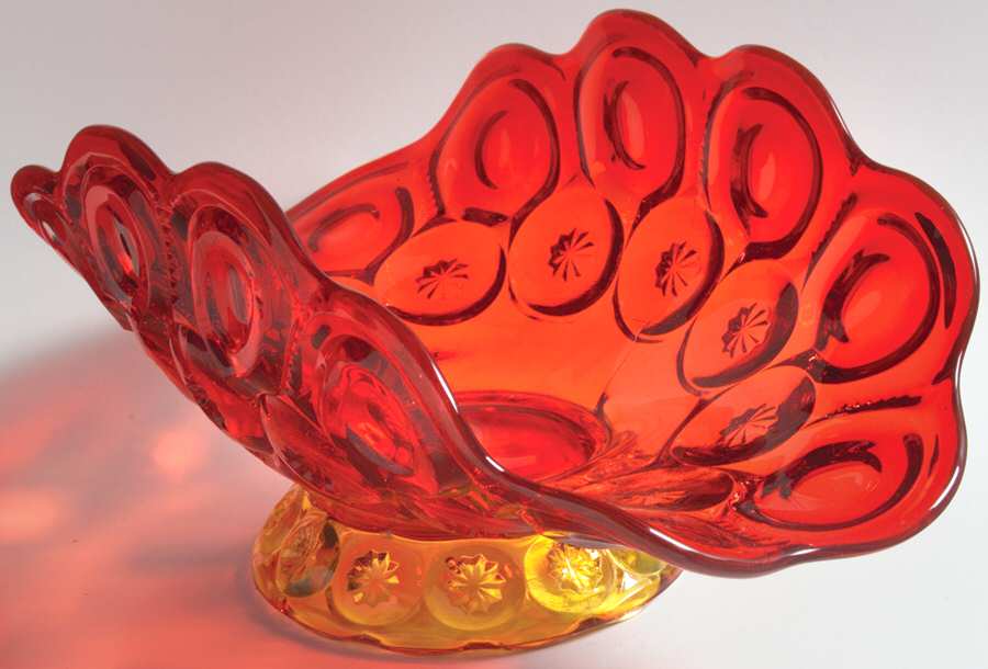 Moon and Star Amberina Large Boat by Smith Glass -1