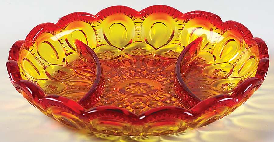 Moon and Star Amberina 8" Round 3 Part Relish by Smith Glass -1