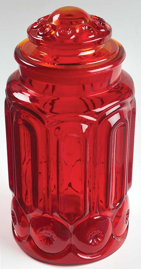 Moon and Star Amberina Extra Large Canister & Lid by Smith Glass -1
