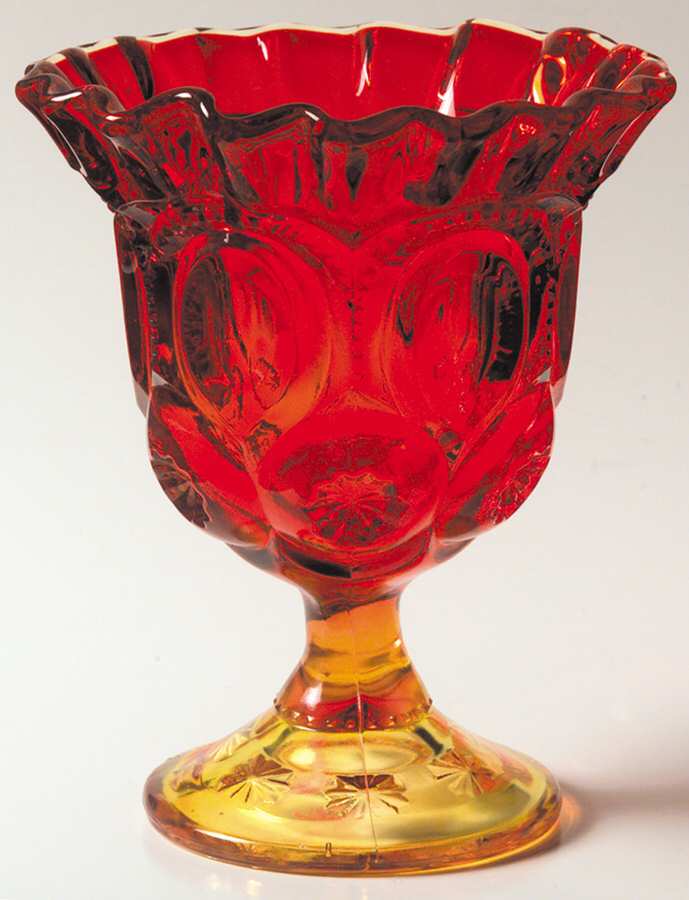 Moon and Star Amberina 6" Height Open Compote by Smith Glass -1