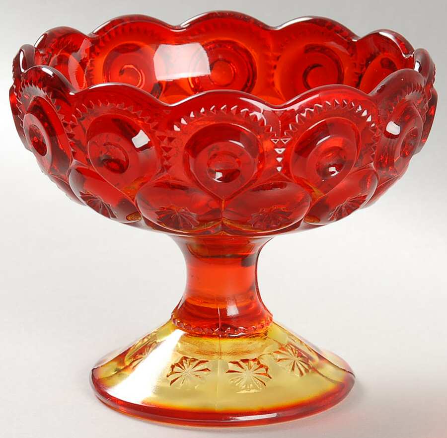 Moon and Star Amberina 4" Height Open Compote by Smith Glass -1