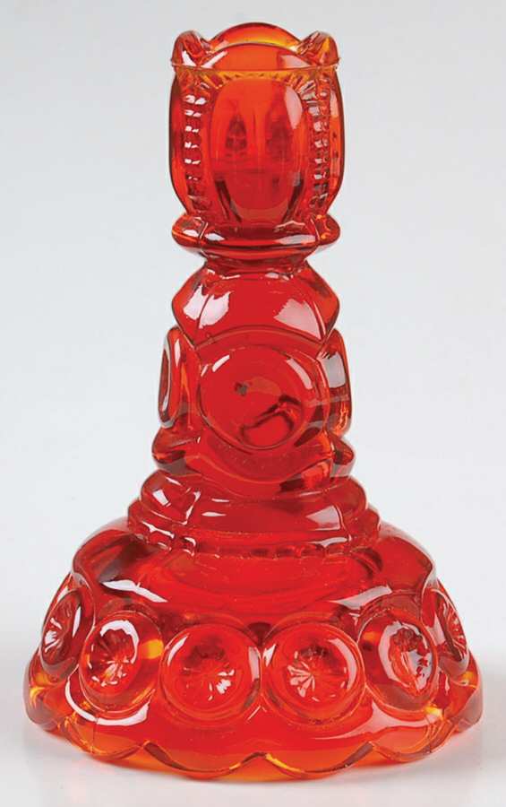 Moon and Star Amberina 6" Single Light Candlestick by Smith Glass -1