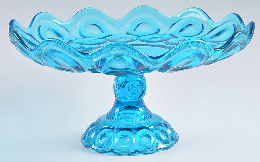 Moon and Star Blue 12" Width Open Compote by Smith Glass -1