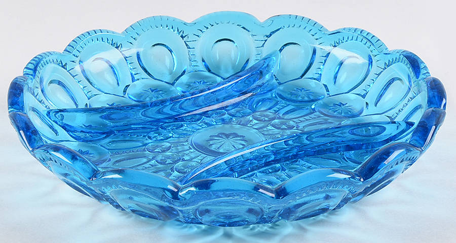 Moon and Star Blue 8" Round 3 Part Relish by Smith Glass -1