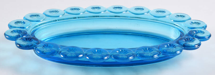 Moon and Star Blue 1/4 Pound Butter Dish, No Lid by Smith Glass -1