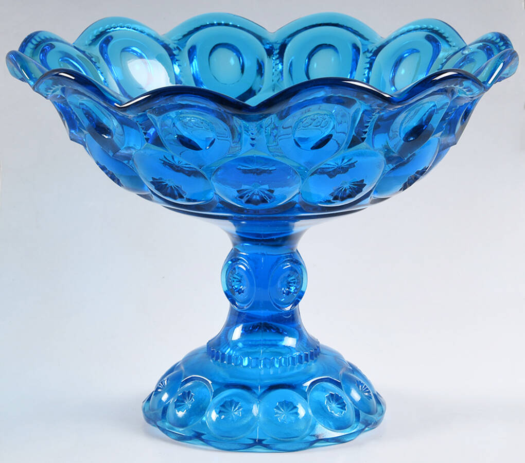 Moon and Star Blue Tall Compote by Smith Glass -1