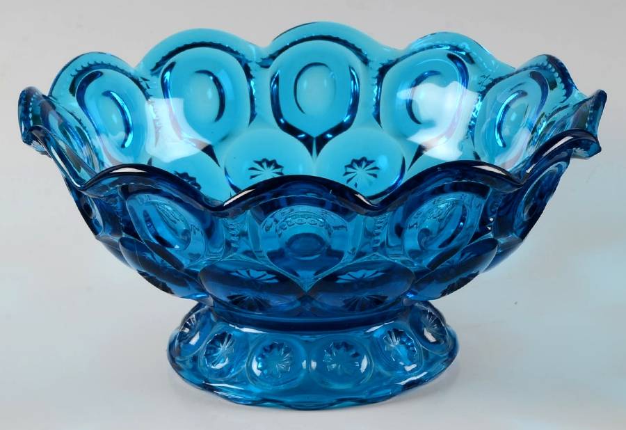 Moon and Star Blue Round Compote (Height X Width) by Smith Glass -1