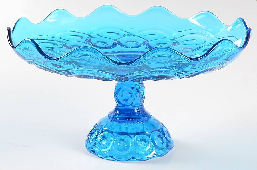 Moon and Star Blue Round Compote (Height X Width) by Smith Glass -1