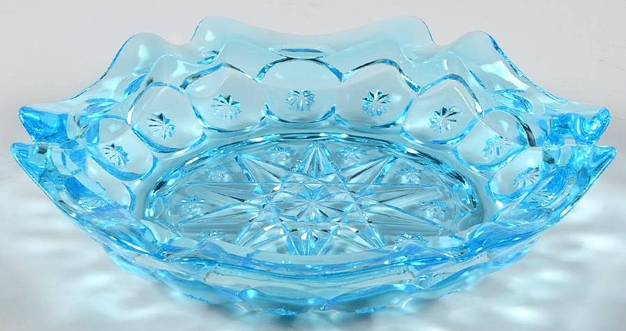 Moon and Star Blue 8" Ashtray by Smith Glass -1