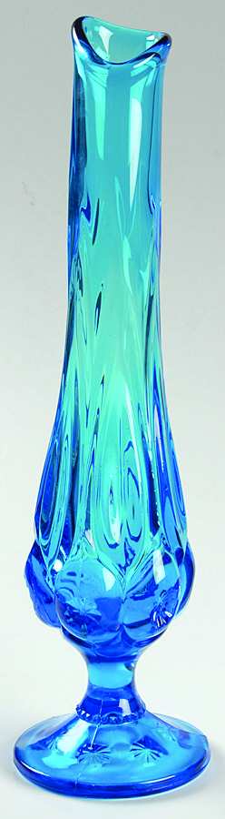 Moon and Star Blue 11"-14" Medium Footed Swung Bud Vase by Smith Glass -1