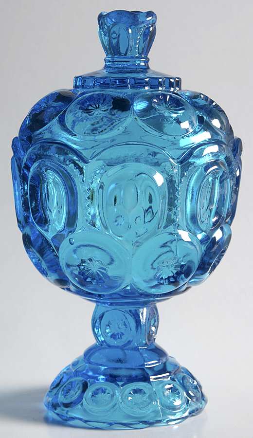 Moon and Star Blue Small Compote & Lid by Smith Glass -1