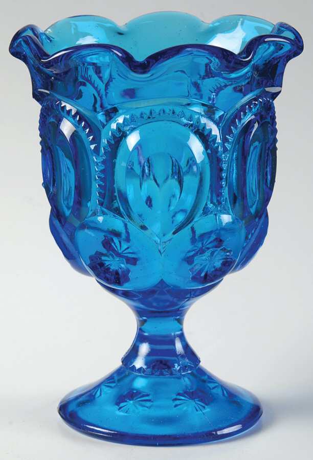 Moon and Star Blue 6" Height Open Compote by Smith Glass -1