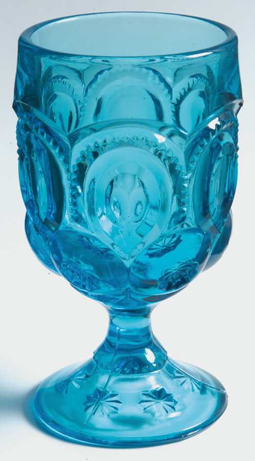 Moon and Star Blue Water Goblet by Smith Glass -1