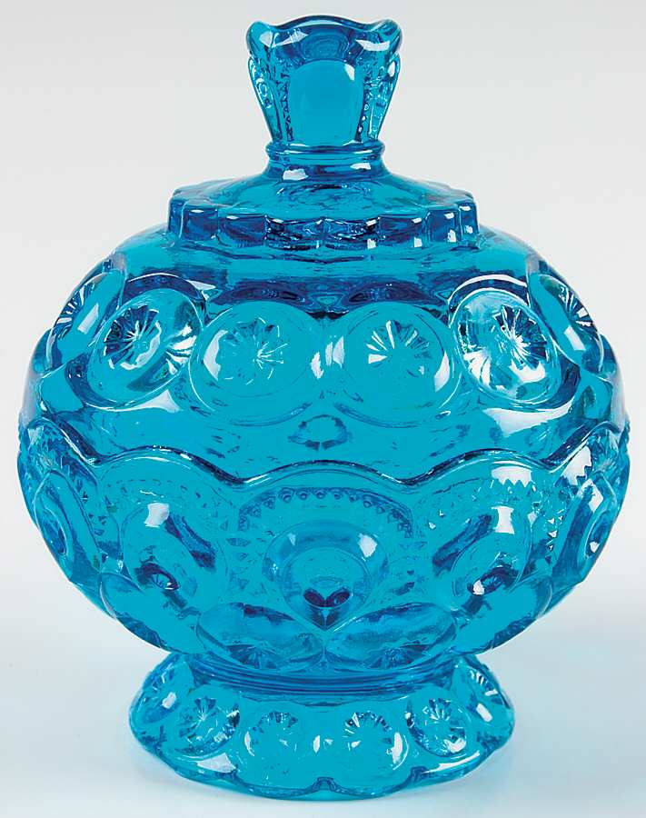 Moon and Star Blue Candy Dish & Lid by Smith Glass -1