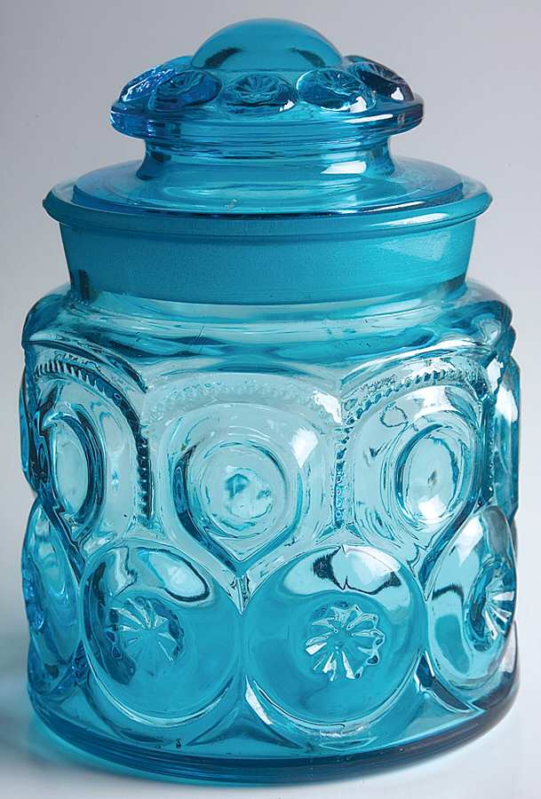Moon and Star Blue Medium Canister & Lid by Smith Glass -1