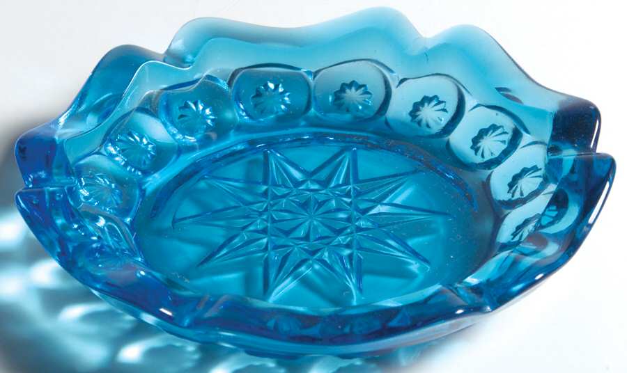 Moon and Star Blue 4" Ashtray by Smith Glass -1
