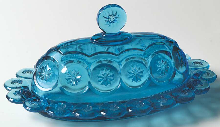 Moon and Star Blue 1/4 Pound Covered Butter by Smith Glass -1