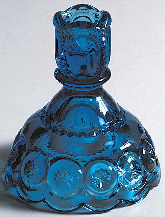 Moon and Star Blue Single Light Candlestick by Smith Glass -1