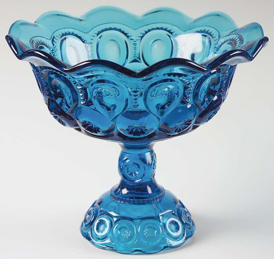 Moon and Star Blue Round Compote (Height X Width) by Smith Glass -1