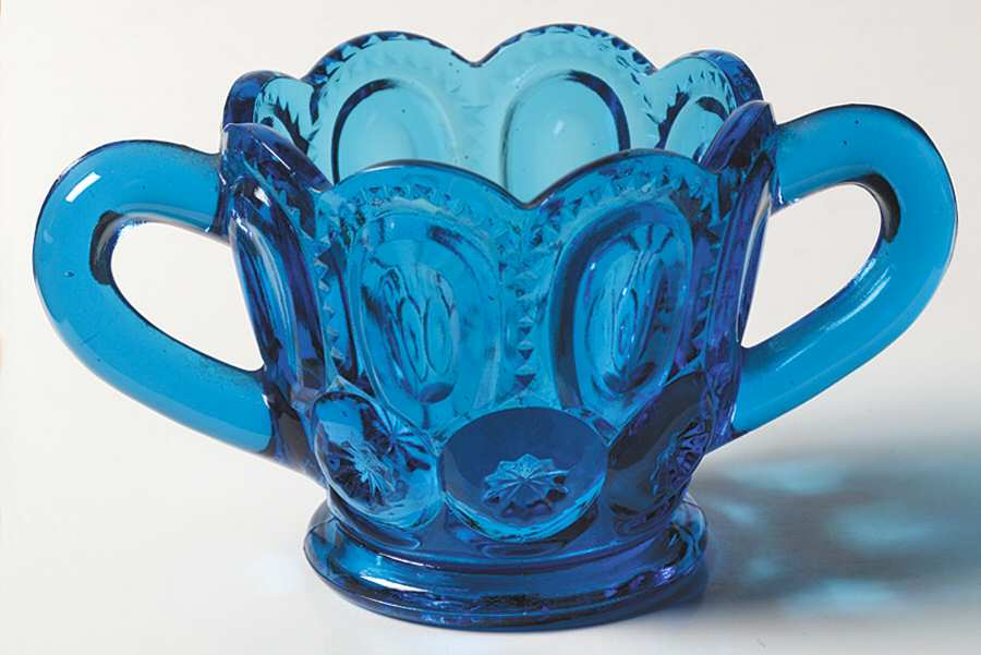 Moon and Star Blue Open Sugar by Smith Glass -1