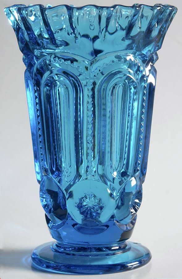 Moon and Star Blue 6" Crimped Vase by Smith Glass -1