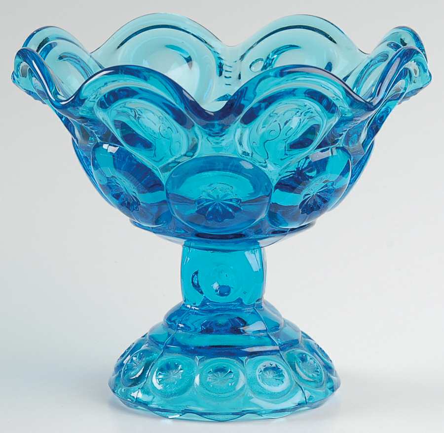 Moon and Star Blue Round Compote (Height X Width) by Smith Glass -1