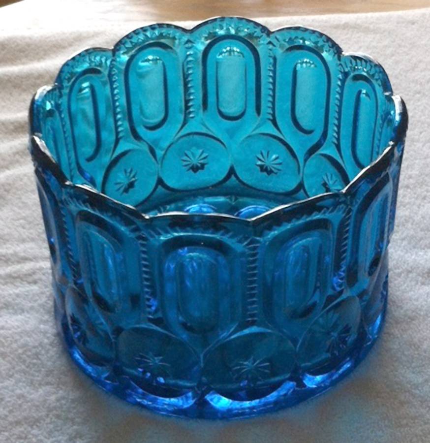 Moon and Star Blue Large Jardiniere by Smith Glass -1