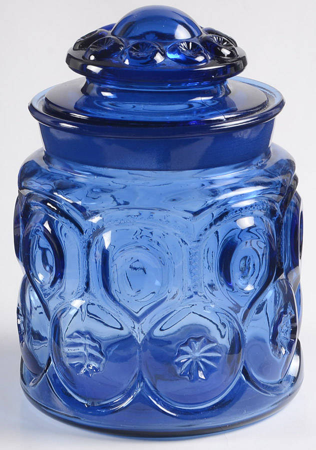 Moon and Star Cobalt Blue Medium Canister & Lid by Smith Glass -1