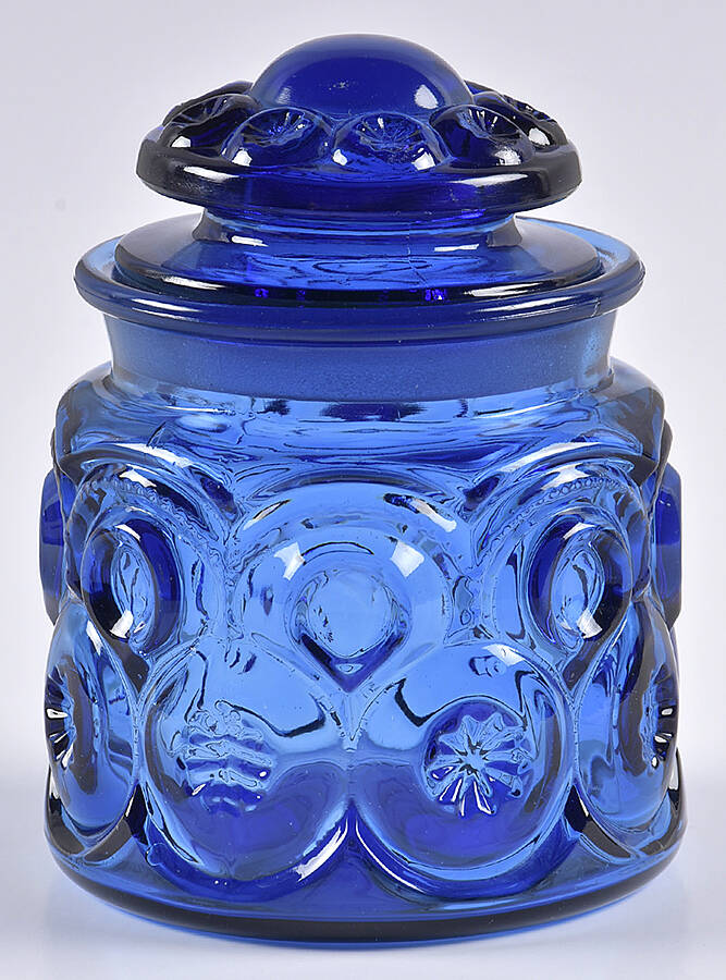 Moon and Star Cobalt Blue Small Canister & Lid by Smith Glass -1