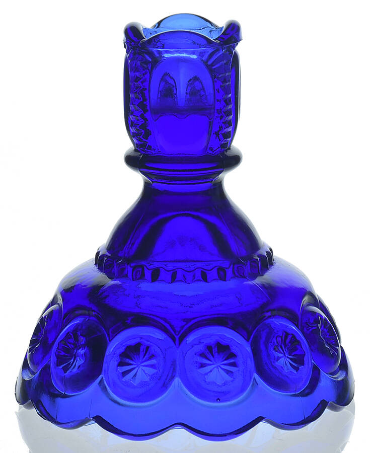 Moon and Star Cobalt Blue Single Light Candlestick by Smith Glass -1