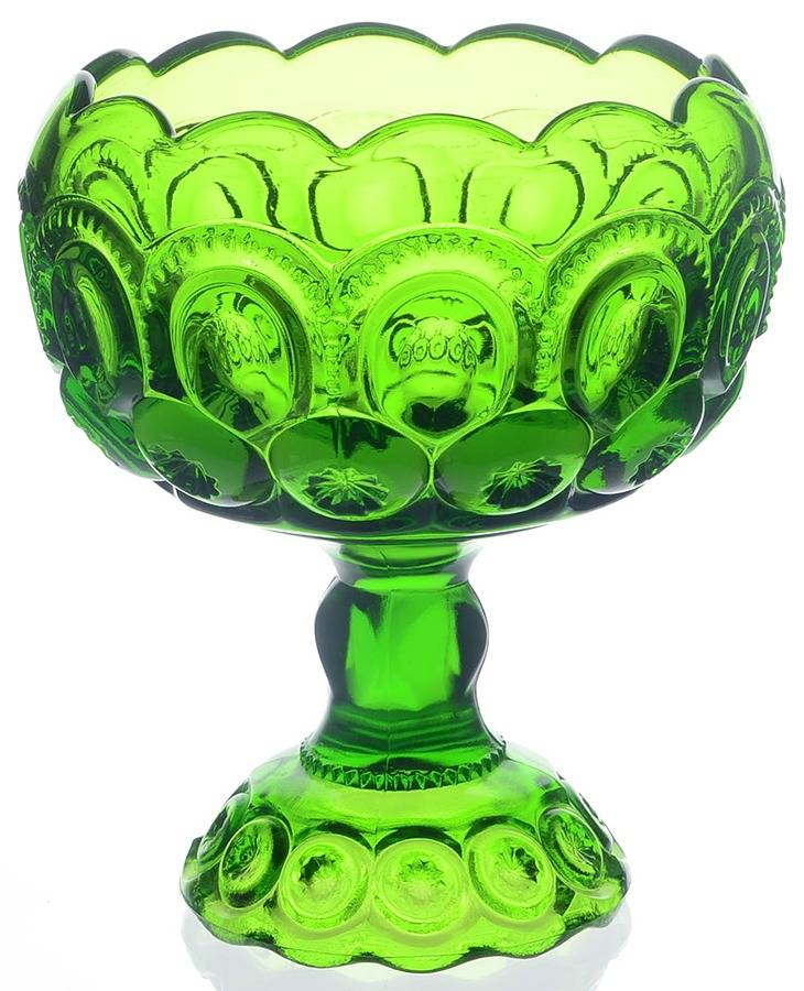 Moon and Star Green Cupped Comport by Smith Glass -1
