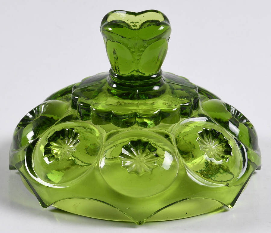 Moon and Star Green Lid for Sugar Bowl by Smith Glass -1