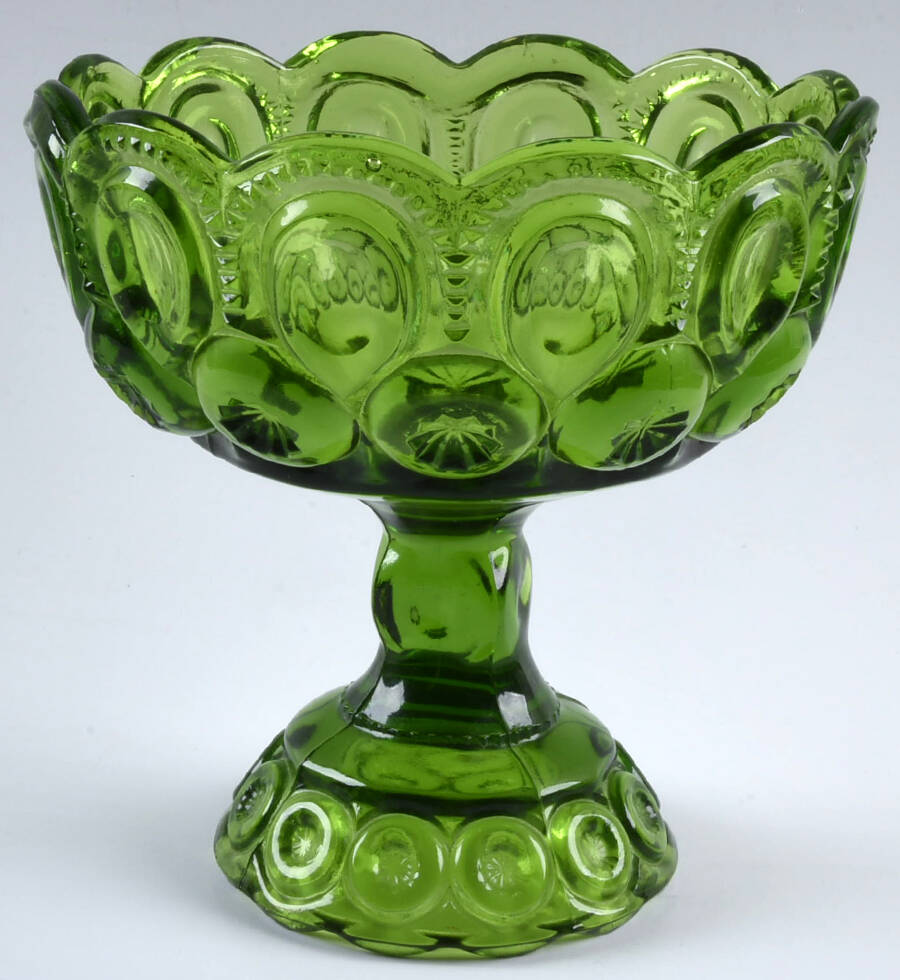 Moon and Star Green Compote No Lid by Smith Glass -1
