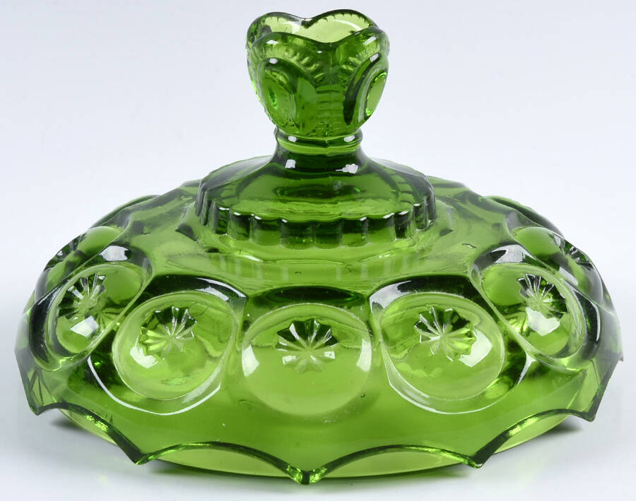 Moon and Star Green Lid for Compote by Smith Glass -1