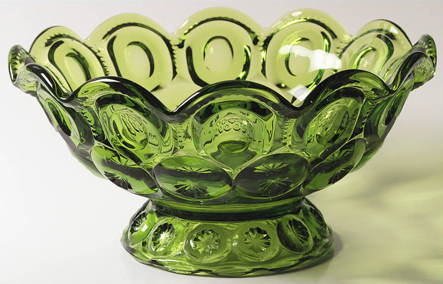 Moon and Star Green Round Compote (Height X Width) by Smith Glass -1