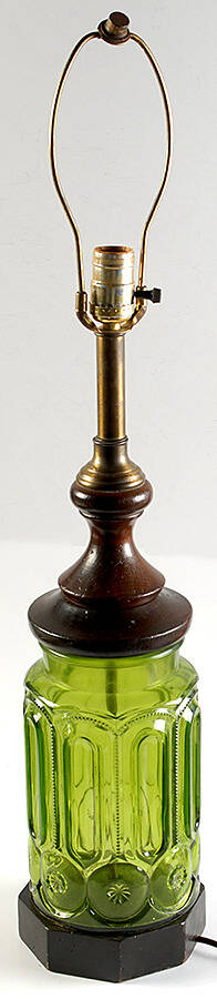 Moon and Star Green Lamp Base Only, No Chimney by Smith Glass -1