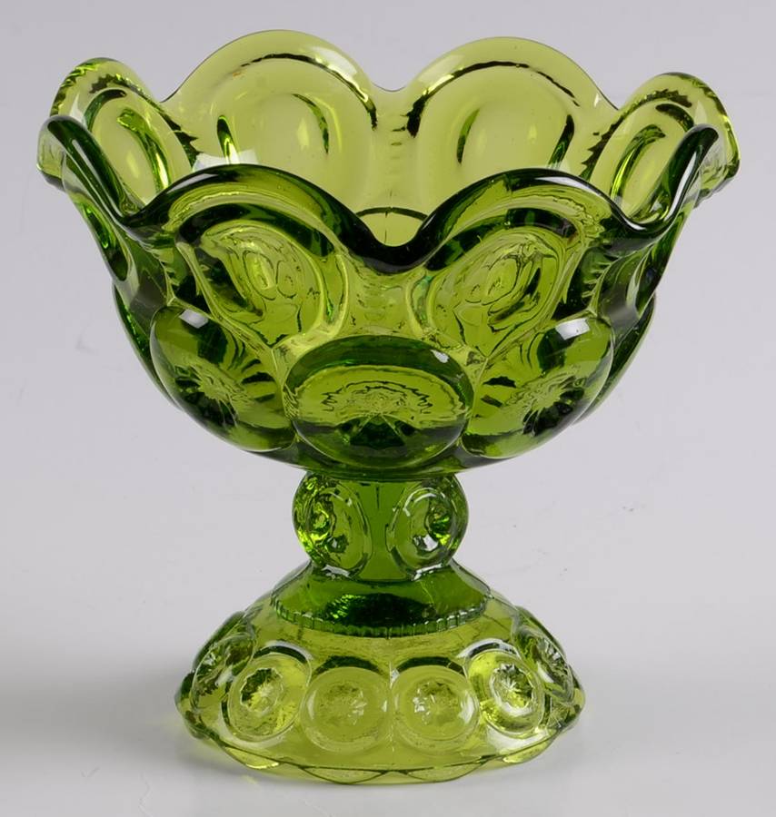 Moon and Star Green Round Compote (Height X Width) by Smith Glass -1